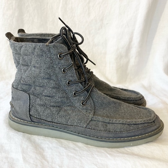 Toms Mens Searcher Boot Castlerock Quilted Wool Suede Grey Shoes - Picture 11 of 16